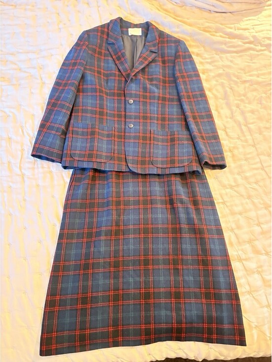 Pendleton Jackets & Blazers - Pendleton Wool Red & Blue Plaid Suit Skirt Set, Size 8 Skirt 30” Waist